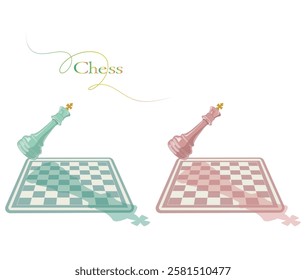 Beautiful chess king pieces and chess board