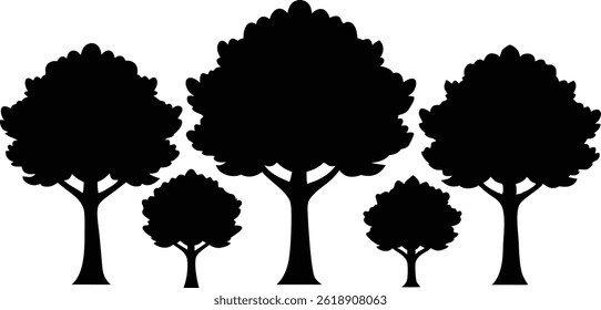 Beautiful Chestnut Trees Isolated Silhouette Vector Art Elegant Forest Elements and Nature Design