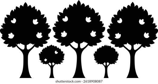 Beautiful Chestnut Trees Isolated Silhouette Vector Art Elegant Forest Elements and Nature Design