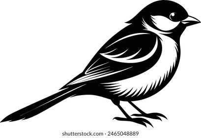 A beautiful chickadee bird silhouette black vector artwork illustration