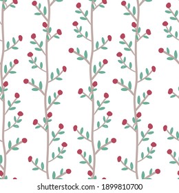 Beautiful children drawing forest vector elements seamless pattern