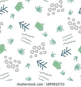 Beautiful children drawing forest vector elements seamless pattern