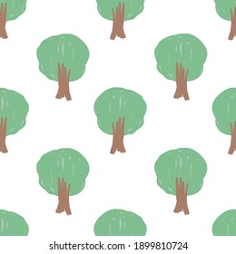 Niños hermosos dibujando elementos vectoriales de bosque sin fisuras