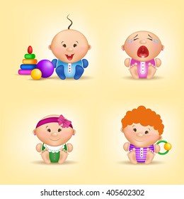 Beautiful children vector illustration. Cute children. Children emotions.