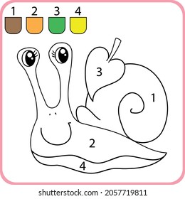 Beautiful Childrens Coloring Page Numbers Snail Stock Vector (Royalty ...