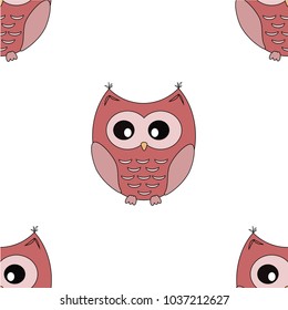 beautiful children's pattern with an owl and for textiles, seamless with animals on a white background