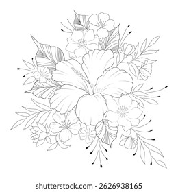 Beautiful China Rose flower illustration