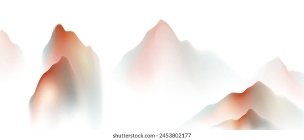 Beautiful Chinese ink landscape image design background Vector illustration