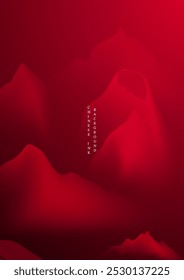 Beautiful Chinese ink landscape image design background Vector illustration