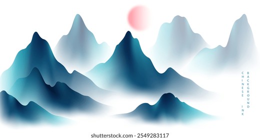 Lindos Chinês tinta paisagem imagem design fundo Vetor ilustração