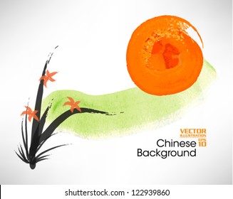 Beautiful Chinese Ink Painting Vector Design