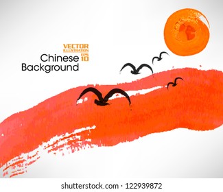 Beautiful Chinese Ink Painting Vector Design