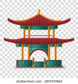 Beautiful Chinese. Traditional Building. Creative Template For Greeting Cards, Banners, Invitations. Vector Illustration