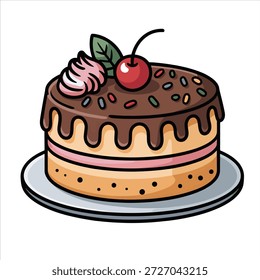 Un hermoso diseño de Vector de ilustración de pastel de chocolate
