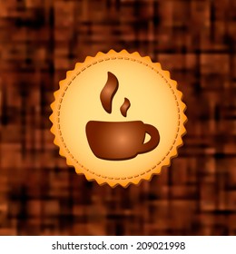 Beautiful chocolate cup on stylish dark blur background. Vector illustration. Menu for restaurant, cafe, bar, coffeehouse. Eco style. Natural bio product.