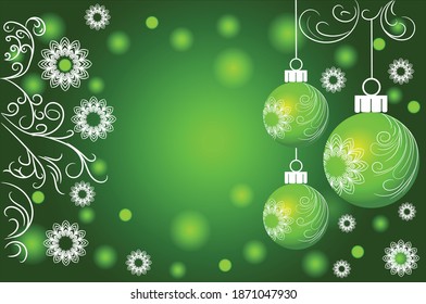 beautiful  Christmas background with  Christmas balls and Christmas decorations green Vector illustration