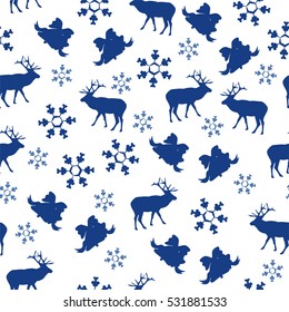 Beautiful Christmas background with blue elements. Perfect texture for cover, card, invitation, textile, interior and wrapping paper design. Vector illustration. 