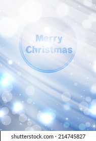 Beautiful Christmas background card with words merry Christmas in the light circle.Label can be edited