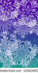 Beautiful Christmas Background with Falling Snowflakes.  Element of Design with Snow for a Postcard, Invitation Card, Banner, Flyer.  Vector Falling Snowflakes on a Blue Winter Background
