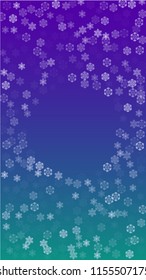 Beautiful Christmas Background with Falling Snowflakes.  Element of Design with Snow for a Postcard, Invitation Card, Banner, Flyer.  Vector Falling Snowflakes on a Blue Winter Background
