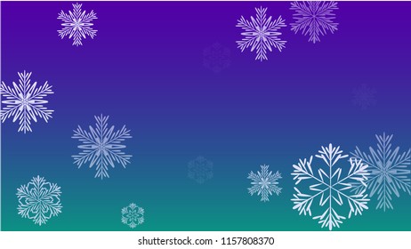 Beautiful Christmas Background with Falling Snowflakes. Element of Design with Snow for a Postcard, Invitation Card, Banner, Flyer. Vector Falling Snowflakes on a Blue Background
