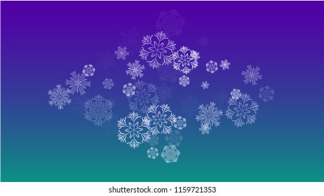 Beautiful Christmas Background with Falling Snowflakes. Element of Design with Snow for a Postcard, Invitation Card, Banner, Flyer. Vector Falling Snowflakes on a Blue Background
