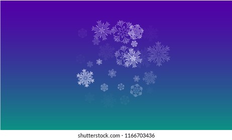 Beautiful Christmas Background with Falling Snowflakes. Element of Design with Snow for a Postcard, Invitation Card, Banner, Flyer. Vector Falling Snowflakes on a Blue Background
