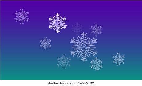 Beautiful Christmas Background with Falling Snowflakes.  Element of Design with Snow for a Postcard, Invitation Card, Banner, Flyer.  Vector Falling Snowflakes on a Blue Winter Background
