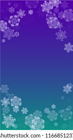 Beautiful Christmas Background with Falling Snowflakes.  Element of Design with Snow for a Postcard, Invitation Card, Banner, Flyer.  Vector Falling Snowflakes on a Blue Winter Background
