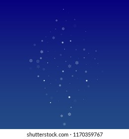 Beautiful Christmas Background with Falling Snowflakes.  Element of Design with Snow for a Postcard, Invitation Card, Banner, Flyer.  Vector Falling Snowflakes on a Blue Winter Background
