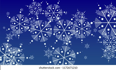 Beautiful Christmas Background with Falling Snowflakes. Element of Design with Snow for a Postcard, Invitation Card, Banner, Flyer. Vector Falling Snowflakes on a Blue Background
