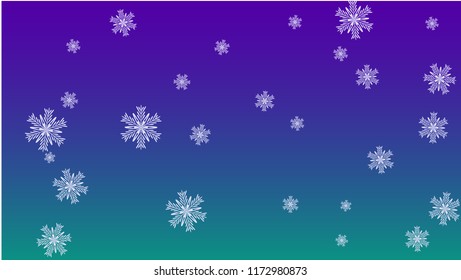 Beautiful Christmas Background with Falling Snowflakes. Element of Design with Snow for a Postcard, Invitation Card, Banner, Flyer. Vector Falling Snowflakes on a Blue Background
