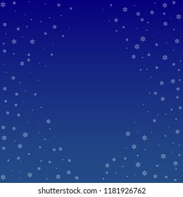 Beautiful Christmas Background with Falling Snowflakes.  Element of Design with Snow for a Postcard, Invitation Card, Banner, Flyer.  Vector Falling Snowflakes on a Blue Winter Background
