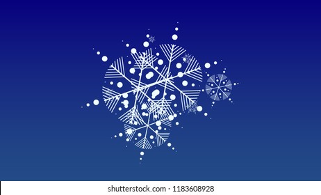 Beautiful Christmas Background with Falling Snowflakes. Element of Design with Snow for a Postcard, Invitation Card, Banner, Flyer. Vector Falling Snowflakes on a Blue Background
