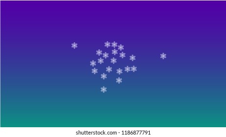 Beautiful Christmas Background with Falling Snowflakes.  Element of Design with Snow for a Postcard, Invitation Card, Banner, Flyer.  Vector Falling Snowflakes on a Blue Winter Background
