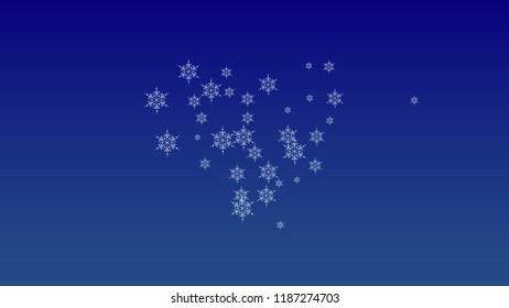 Beautiful Christmas Background with Falling Snowflakes.  Element of Design with Snow for a Postcard, Invitation Card, Banner, Flyer.  Vector Falling Snowflakes on a Blue Winter Background
