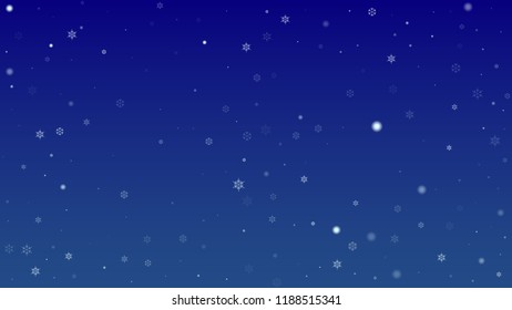 Beautiful Christmas Background with Falling Snowflakes.  Element of Design with Snow for a Postcard, Invitation Card, Banner, Flyer.  Vector Falling Snowflakes on a Blue Winter Background
