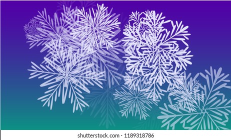 Beautiful Christmas Background with Falling Snowflakes.  Element of Design with Snow for a Postcard, Invitation Card, Banner, Flyer.  Vector Falling Snowflakes on a Blue Winter Background
