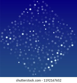 Beautiful Christmas Background with Falling Snowflakes. Element of Design with Snow for a Postcard, Invitation Card, Banner, Flyer. Vector Falling Snowflakes on a Blue Background