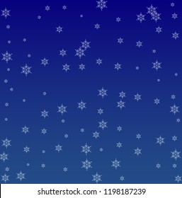 Beautiful Christmas Background with Falling Snowflakes. Element of Design with Snow for a Postcard, Invitation Card, Banner, Flyer. Vector Falling Snowflakes on a Blue Background


