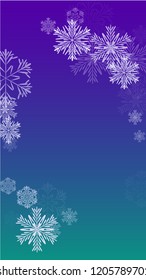Beautiful Christmas Background with Falling Snowflakes.  Element of Design with Snow for a Postcard, Invitation Card, Banner, Flyer.  Vector Falling Snowflakes on a Blue Winter Background
