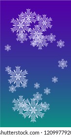 Beautiful Christmas Background with Falling Snowflakes.  Element of Design with Snow for a Postcard, Invitation Card, Banner, Flyer.  Vector Falling Snowflakes on a Blue Winter Background
