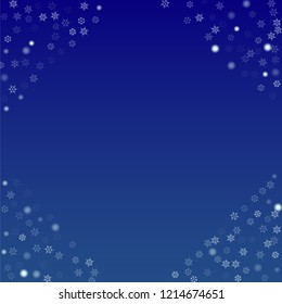 Beautiful Christmas Background with Falling Snowflakes. Element of Design with Snow for a Postcard, Invitation Card, Banner, Flyer. Vector Falling Snowflakes on a Blue Background


