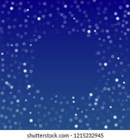 Beautiful Christmas Background with Falling Snowflakes. Element of Design with Snow for a Postcard, Invitation Card, Banner, Flyer. Vector Falling Snowflakes on a Blue Background


