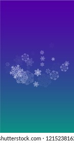 Beautiful Christmas Background with Falling Snowflakes. Element of Design with Snow for a Postcard, Invitation Card, Banner, Flyer. Vector Falling Snowflakes on a Blue Background
