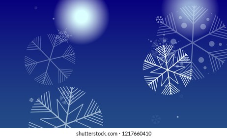 Beautiful Christmas Background with Falling Snowflakes.  Element of Design with Snow for a Postcard, Invitation Card, Banner, Flyer.  Vector Falling Snowflakes on a Blue Winter Background
