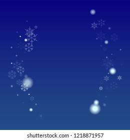 Beautiful Christmas Background with Falling Snowflakes.  Element of Design with Snow for a Postcard, Invitation Card, Banner, Flyer.  Vector Falling Snowflakes on a Blue Winter Background
