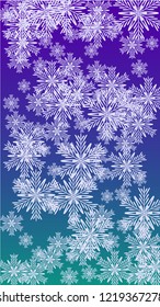 Beautiful Christmas Background with Falling Snowflakes. Element of Design with Snow for a Postcard, Invitation Card, Banner, Flyer. Vector Falling Snowflakes on a Blue Background
