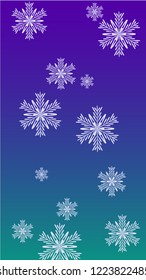 Beautiful Christmas Background with Falling Snowflakes.  Element of Design with Snow for a Postcard, Invitation Card, Banner, Flyer.  Vector Falling Snowflakes on a Blue Winter Background
