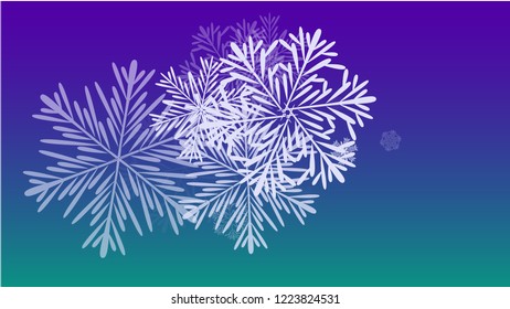 Beautiful Christmas Background with Falling Snowflakes.  Element of Design with Snow for a Postcard, Invitation Card, Banner, Flyer.  Vector Falling Snowflakes on a Blue Winter Background
